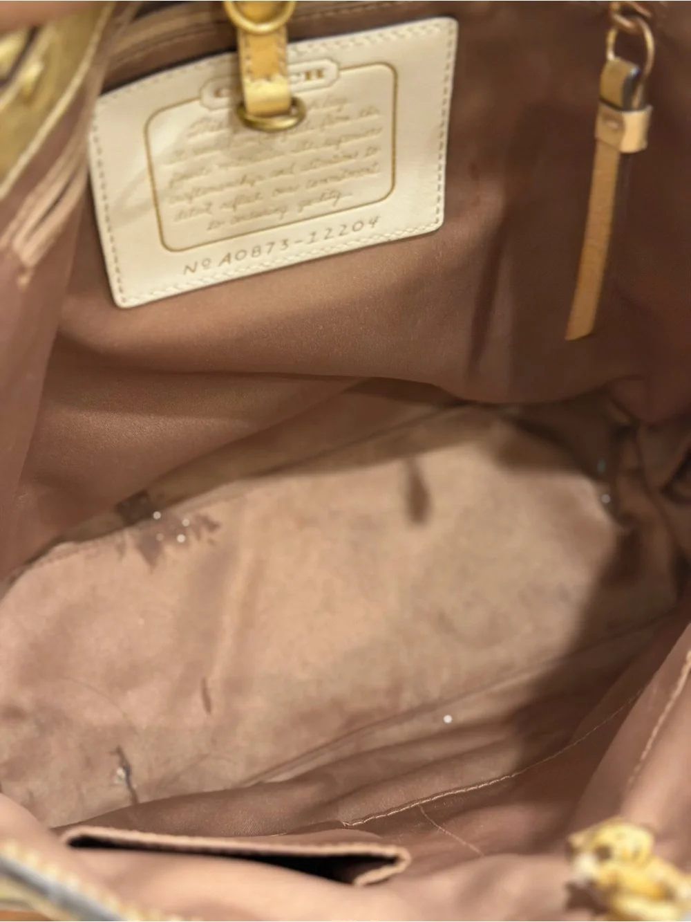 Coach Gold and Brown Floral Appliqué Tote